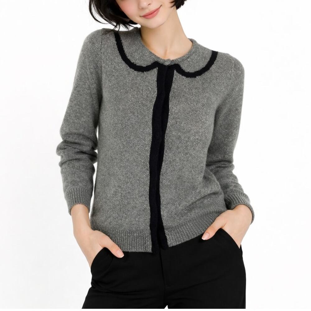 Zara Angora Blend Faux Collar Sweater Gray Size M